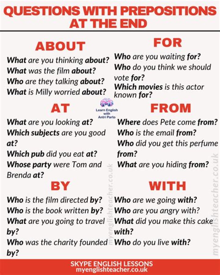 Can prepositions be questions?