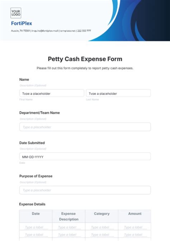 For petty cash expenses?