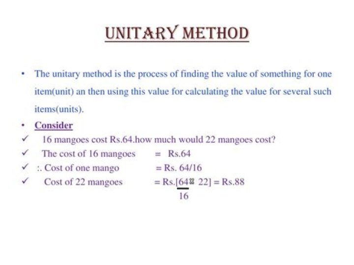 Formula for unitary method?