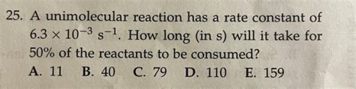 Has a unimolecular reaction rate constant of?