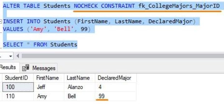 How to disable constraint sql server?