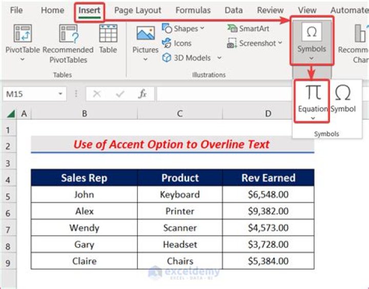 How to put an overbar in excel?