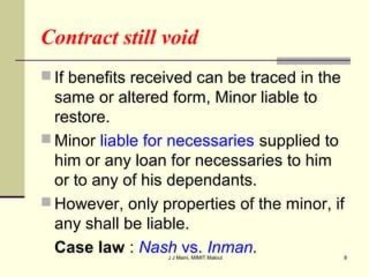 In a contract to sell necessaries to a minor?