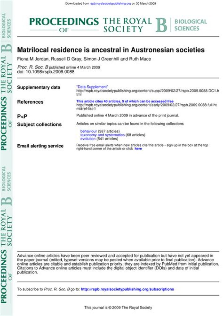 In sociology what is matrilocal residence?