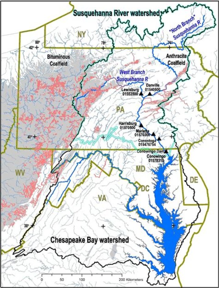 In which major watershed is the susquehanna river located?