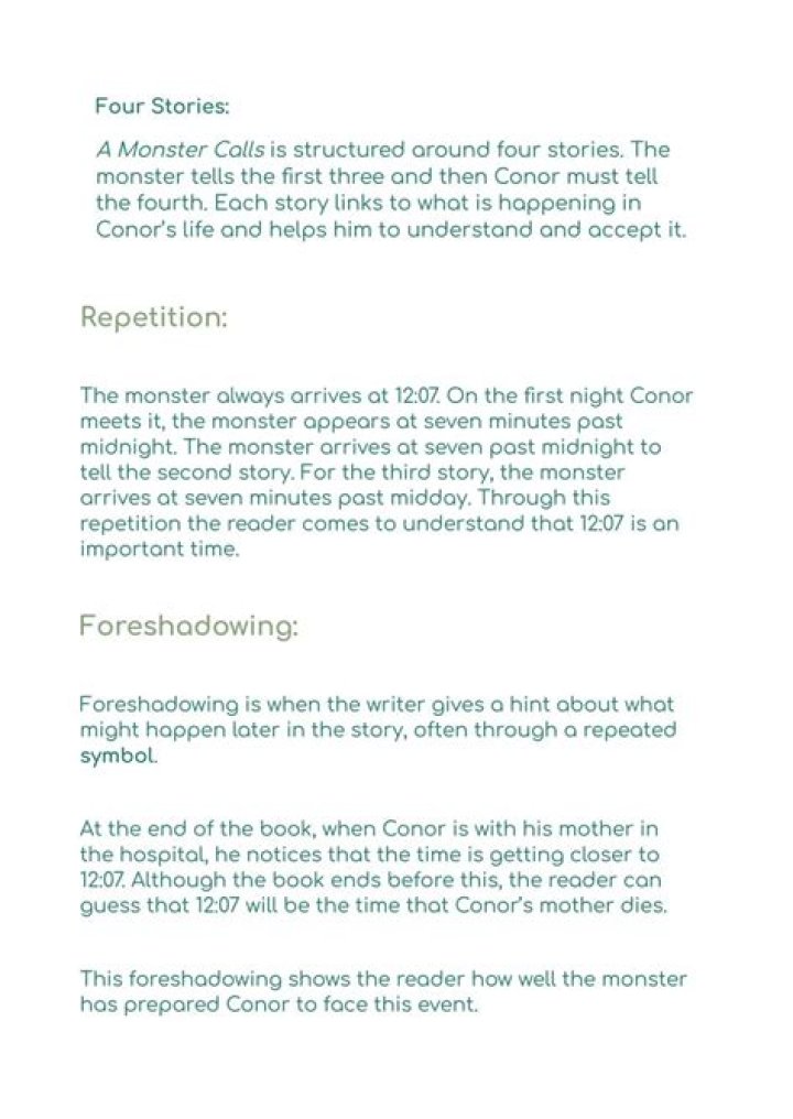 What does the monster in a monster calls represent?