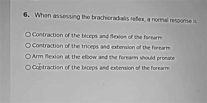 When assessing the brachioradialis reflex a normal response is?