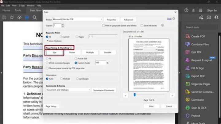 Where is page scaling in adobe reader?