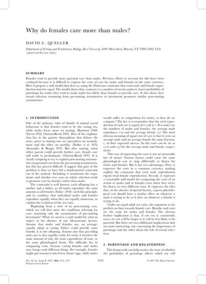 Why do females care more than males?